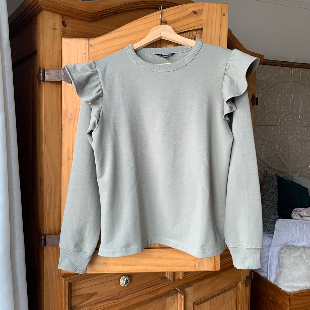 George Women's Ruffle Sleeve Sweatshirt - Light Green